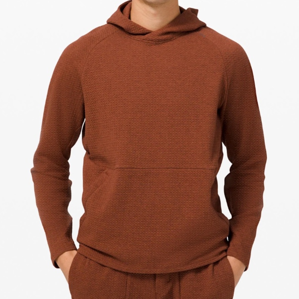 Lululemon At Ease burnt orange hoodie with two front pouch zip pockets - Picture 2 of 13